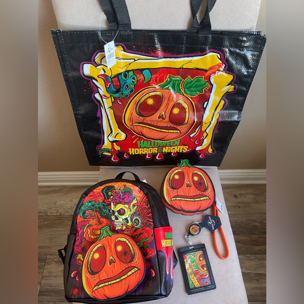 2024 Halloween Horror Nights LIL BOO Backpack, Wristlet, Tote Bag & Lanyard NEW
